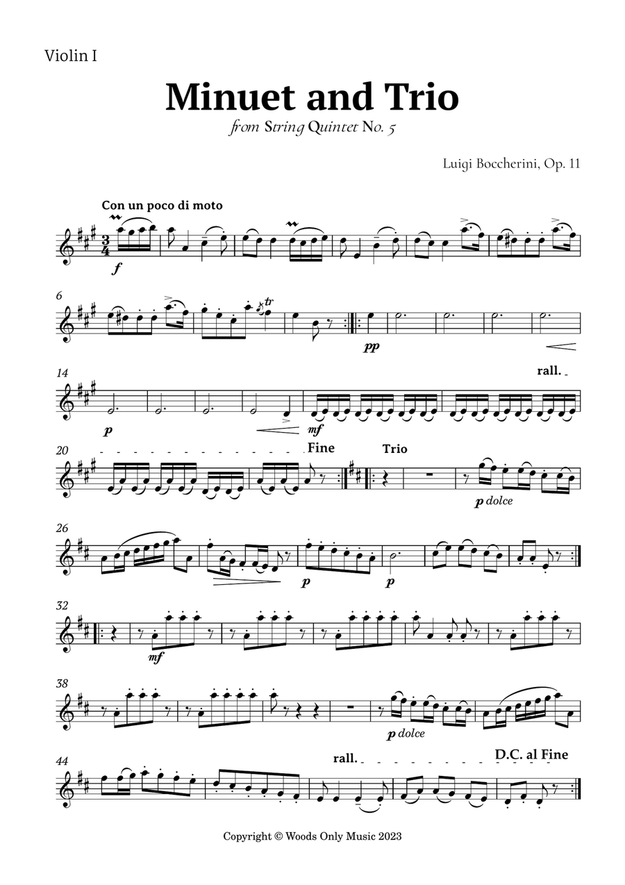 Minuet by Boccherini for String Quartet String Quartet scores gallery preview page 4