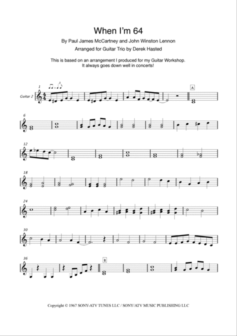 When I'm Sixty-four Guitar Ensemble scores gallery preview page 5