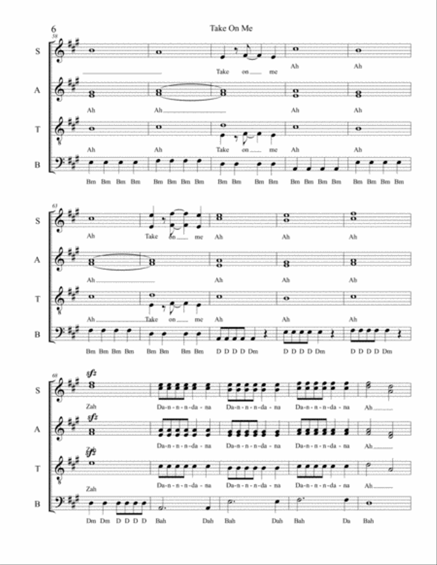 Take On Me 4-Part scores gallery preview page 6