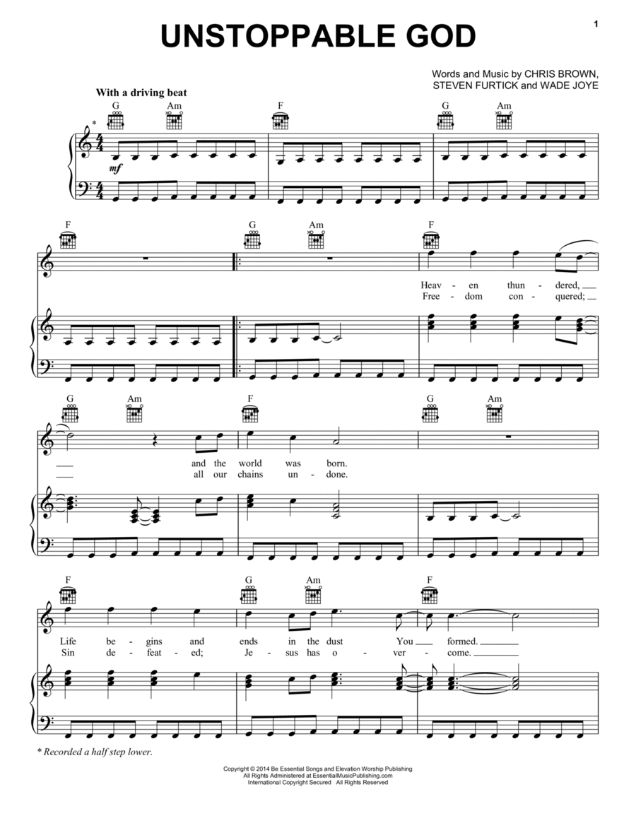 Unstoppable God Unstoppable God Piano, Vocal, Guitar scores gallery preview page 1
