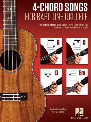 Book cover for 4-Chord Songs for Baritone Ukulele (G-C-D-Em)