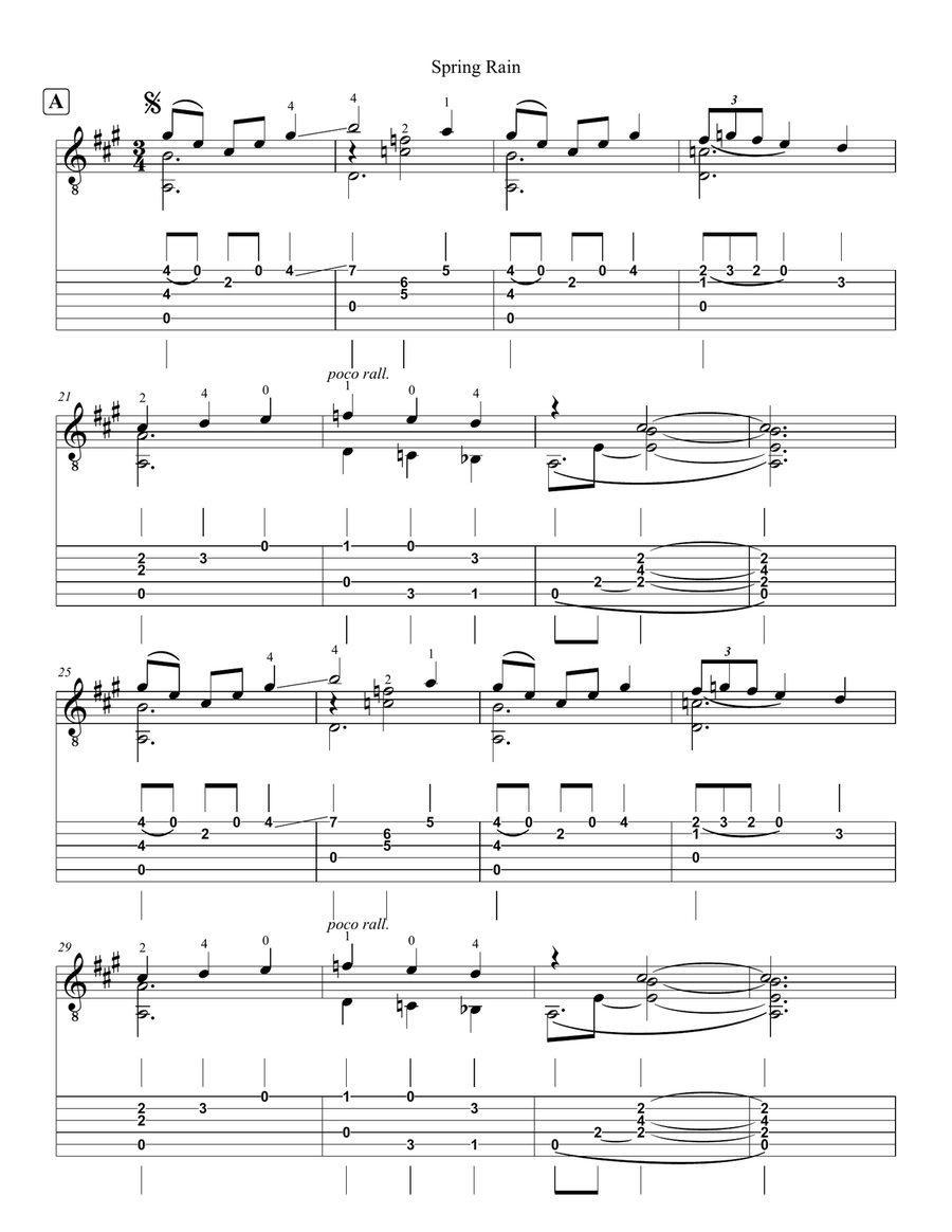 Spring Rain (The Tears of Spring) Acoustic Guitar scores gallery preview page 2