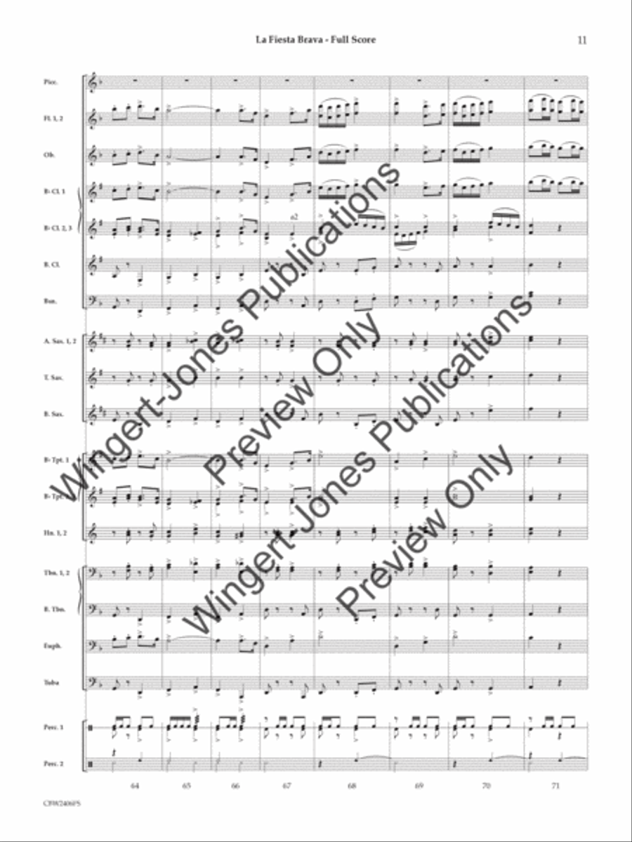 La Fiesta Brava La Fiesta Brava Concert Band scores gallery preview page 12