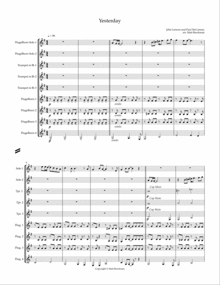 Yesterday Trumpet Solo scores gallery preview page 1