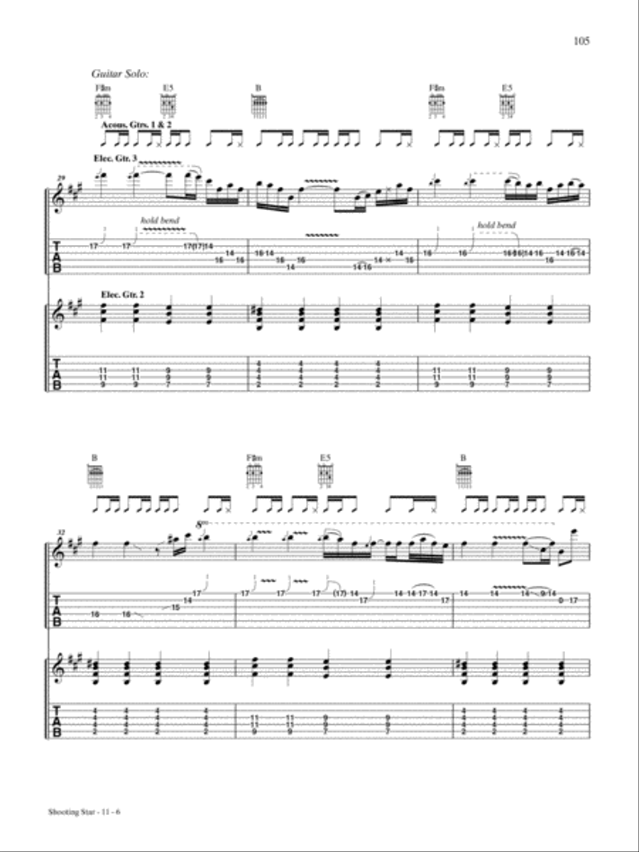 Shooting Star Guitar Tablature scores gallery preview page 6