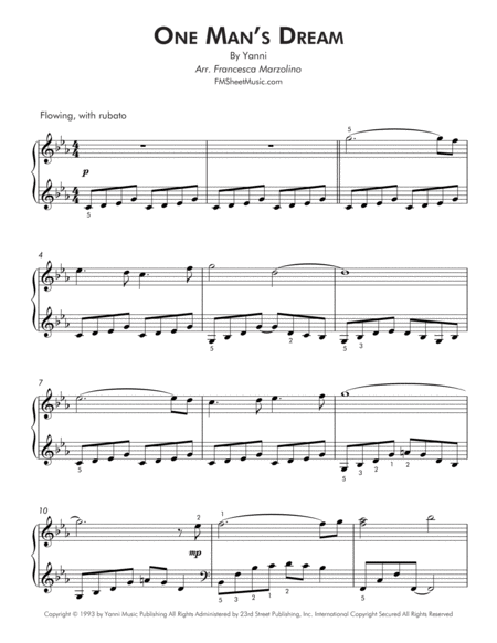 One Man's Dream (Intermediate Piano) image number null