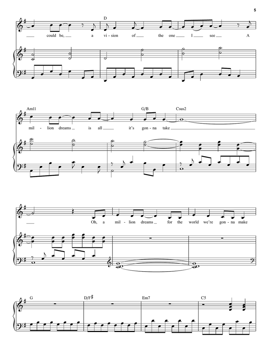 A Million Dreams (from The Greatest Showman) Voice scores gallery preview page 5