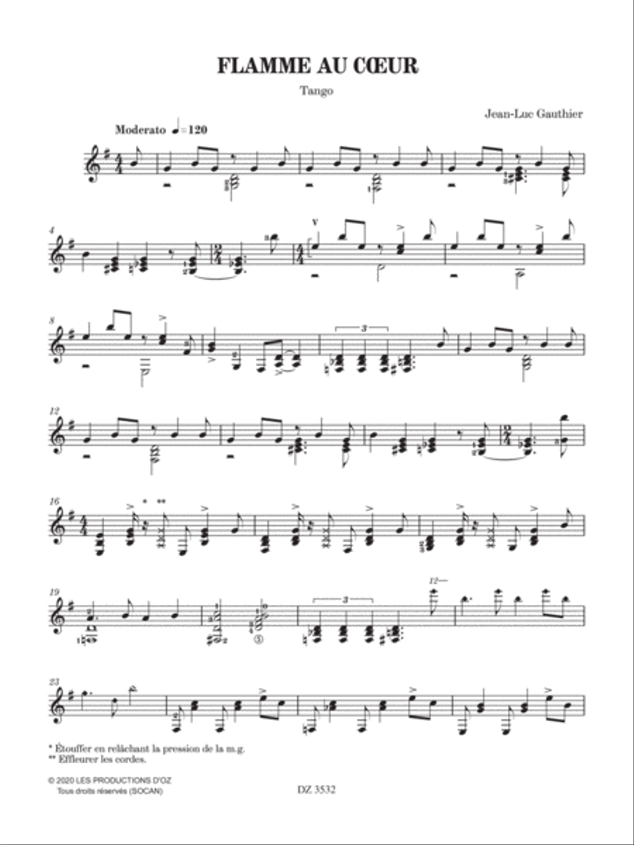 Flamme au cœur Classical Guitar scores gallery preview page 3