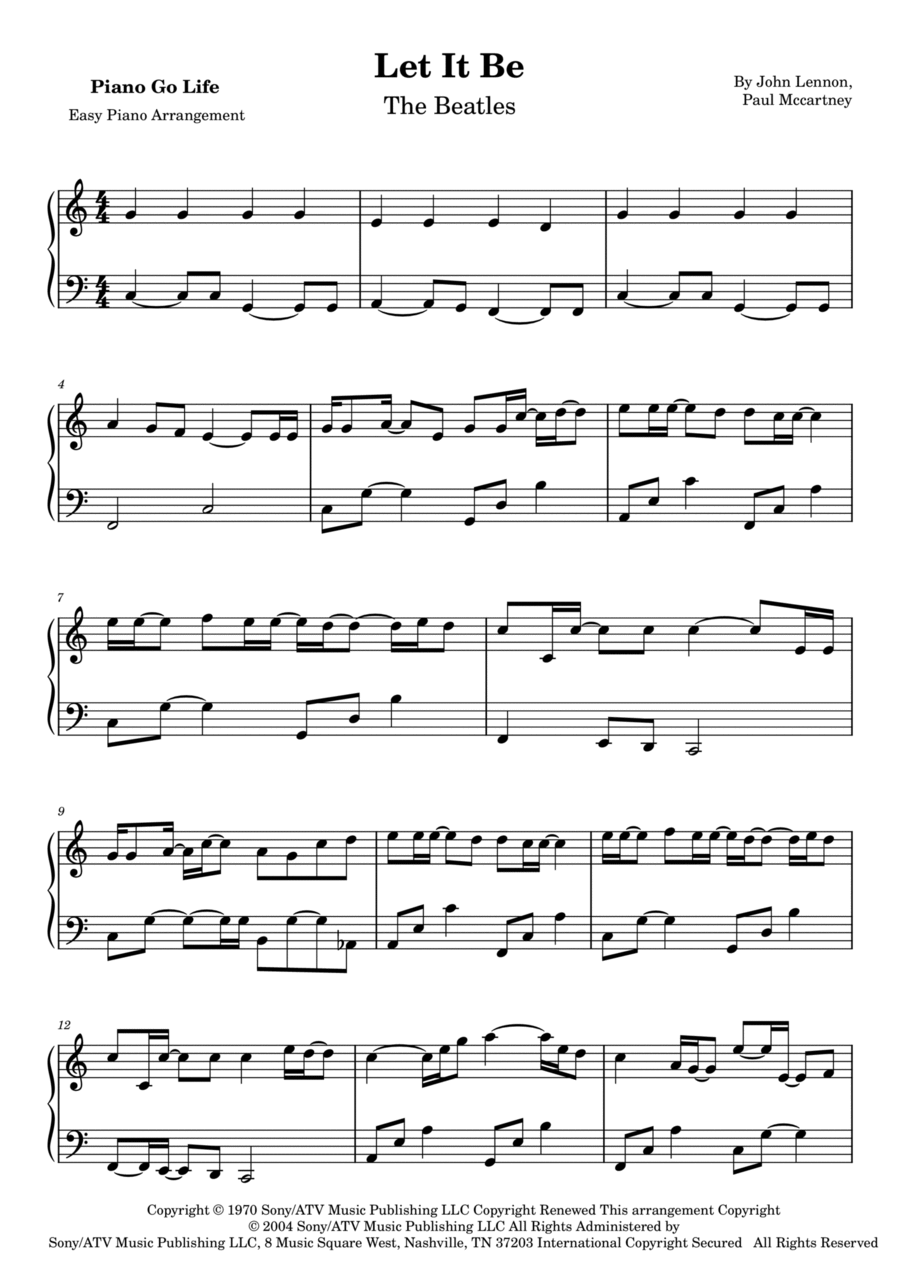Let It Be Easy Piano scores gallery preview page 1