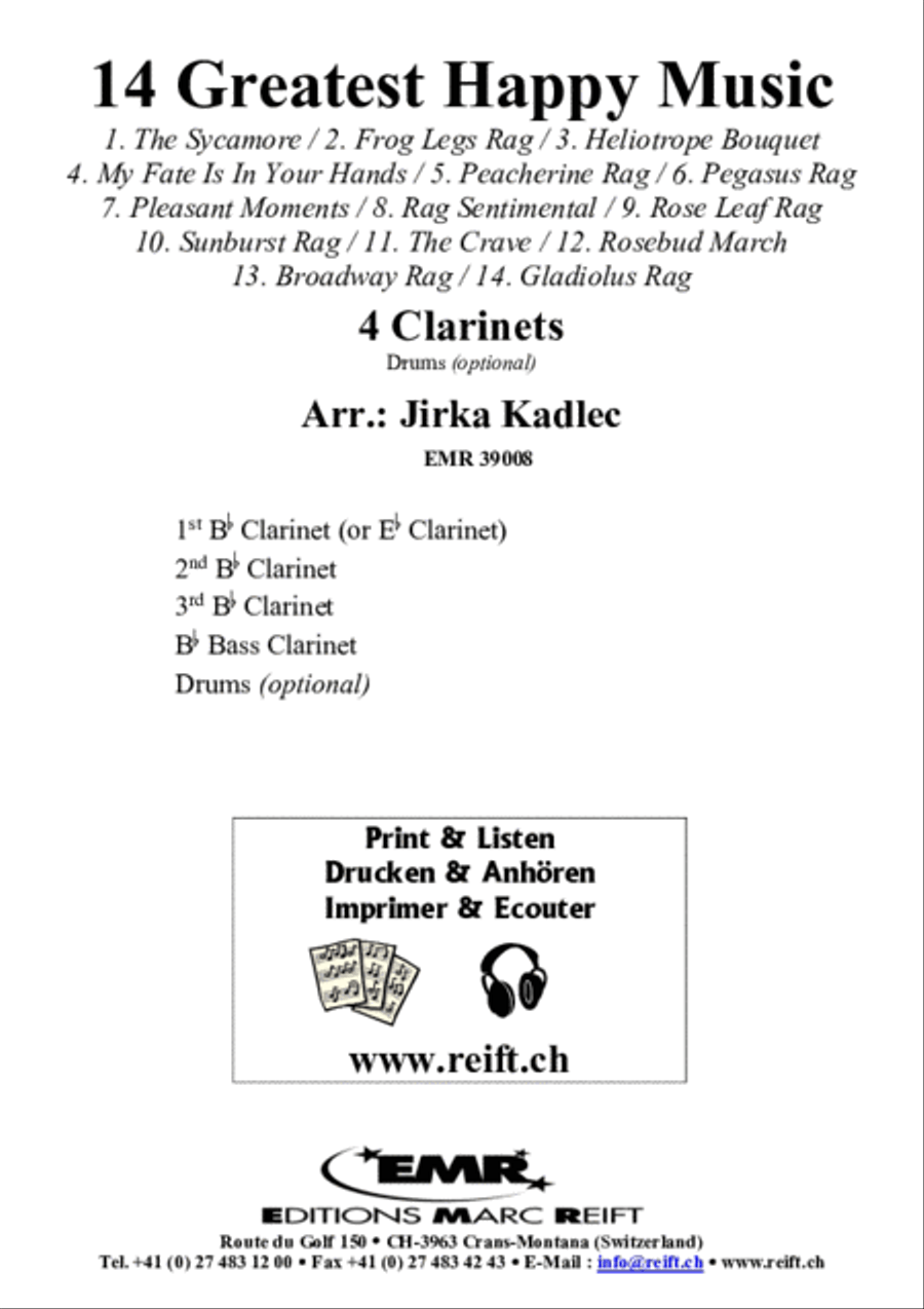 14 Greatest Happy Music Clarinet Quartet scores gallery preview page 2