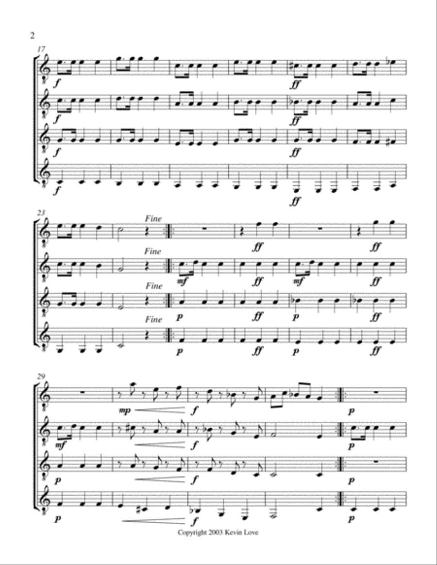 Waltz, Op. 241, No. 44 (Guitar Quartet) - Score and Parts Guitar Ensemble scores gallery preview page 2