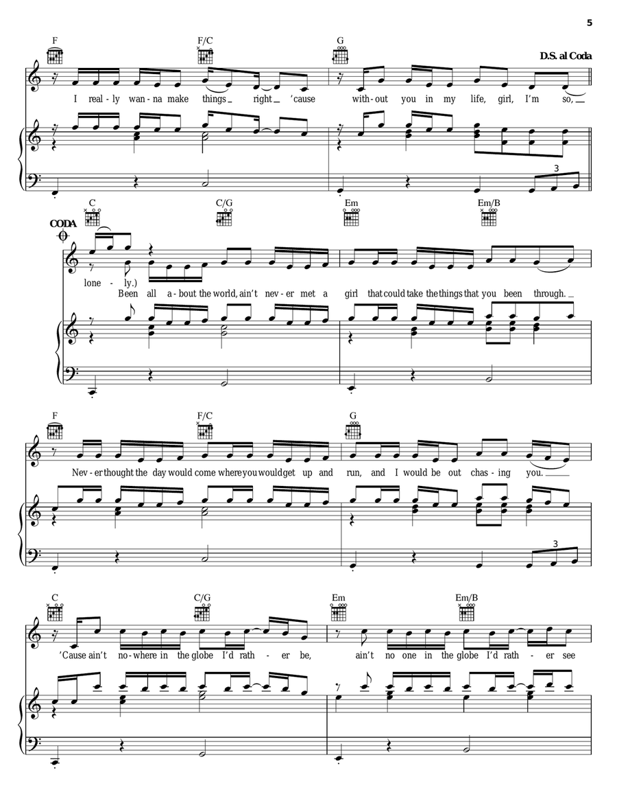 Lonely Lonely Piano, Vocal, Guitar scores gallery preview page 5