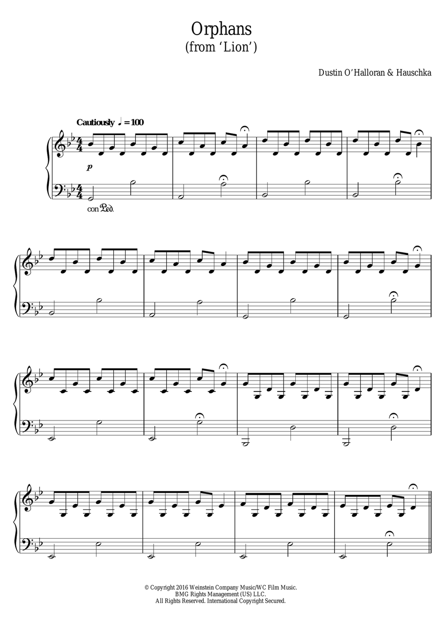 Orphans (from Lion) Orphans (from Lion) Piano Solo scores gallery preview page 1