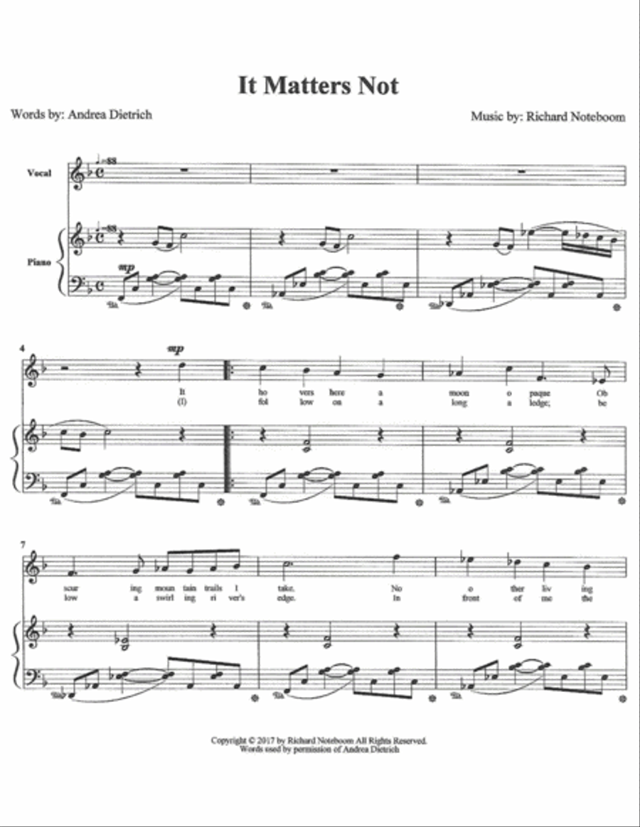 It Matters Not It Matters Not Soprano Voice scores gallery preview page 1