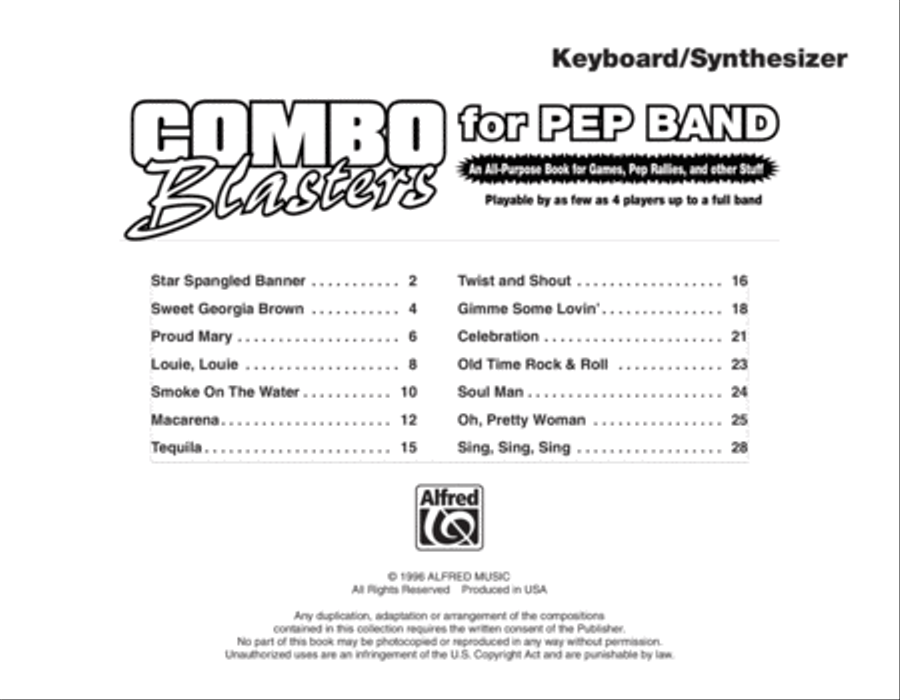 Combo Blasters for Pep Band (Keyboard/Synthesizer) Pep Band scores gallery preview page 2