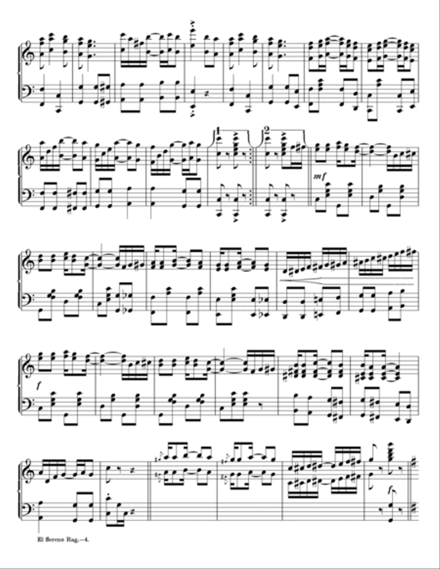 The El Sereno Rag: A Syncopated March Piano Solo scores gallery preview page 2