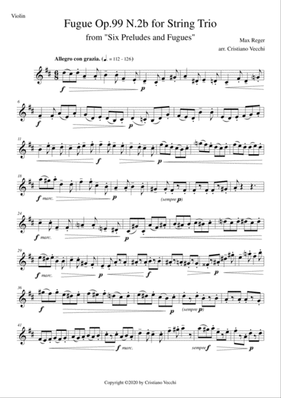 Fugue Op.99 N.2b for String Trio String Trio scores gallery preview page 6