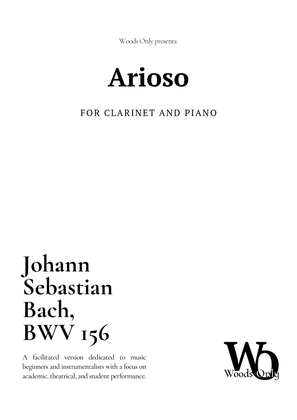 Book cover for Arioso by Bach for Clarinet and Piano
