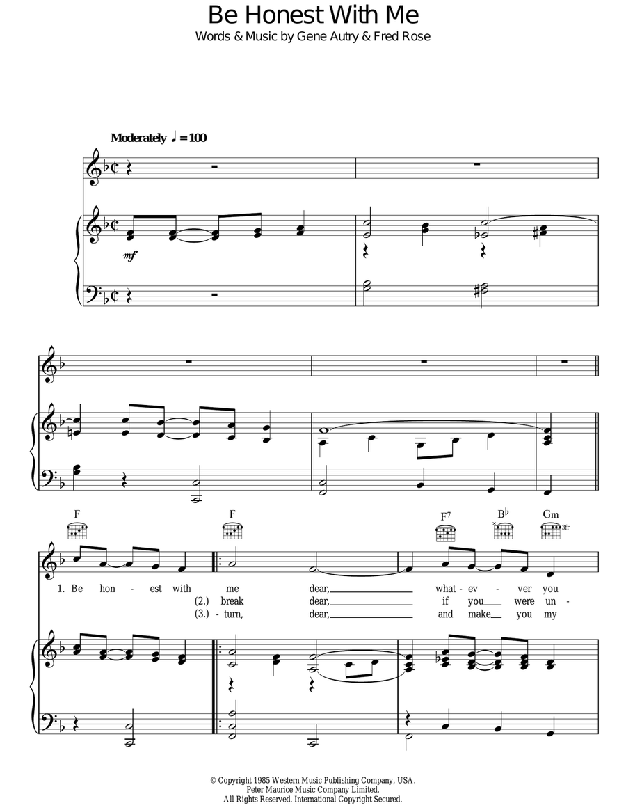 Be Honest With Me Be Honest With Me Guitar scores gallery preview page 1
