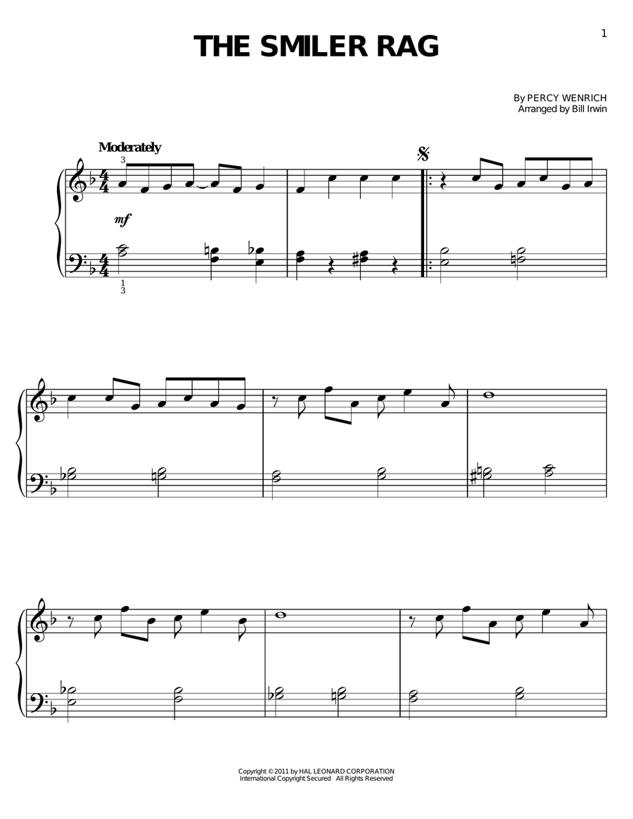 The Smiler Rag The Smiler Rag Easy Piano scores gallery preview page 1