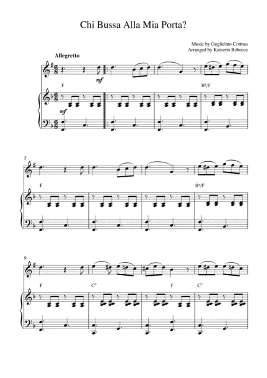 Chi Bussa Alla Mia Porta? (soprano sax solo and piano accompaniment) Soprano Saxophone scores gallery preview page 1