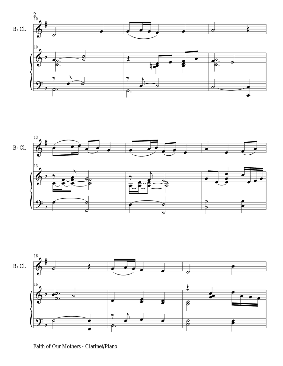 FAITH OF OUR MOTHERS (Duet – Bb Clarinet and Piano/Score and Part) Woodwind Duet scores gallery preview page 3