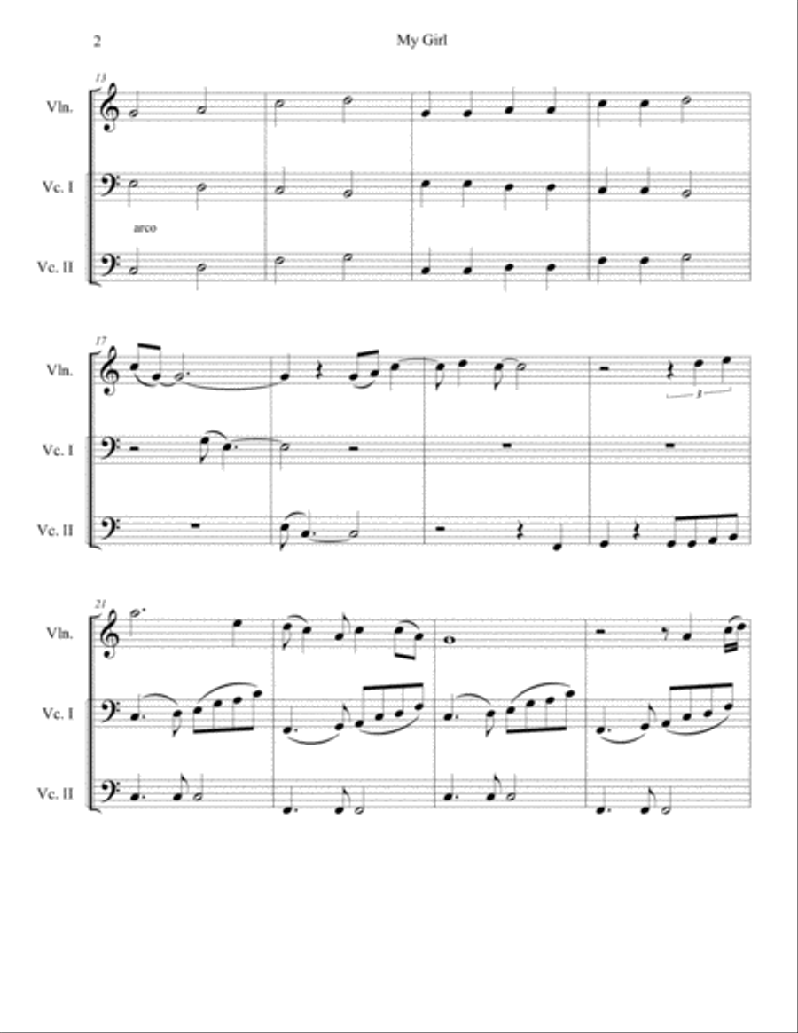 My Girl My Girl String Trio scores gallery preview page 2