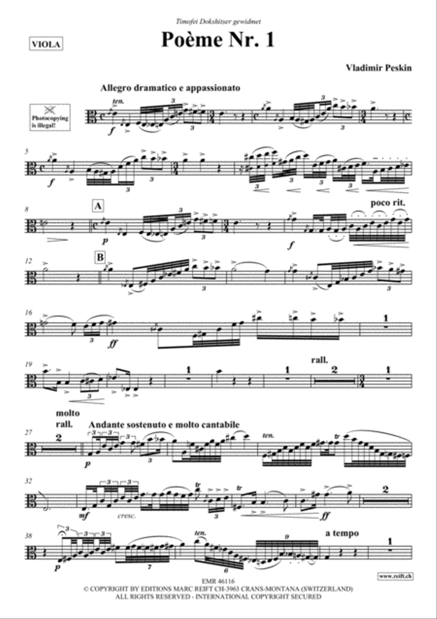 Poeme No. 1 Viola scores gallery preview page 2