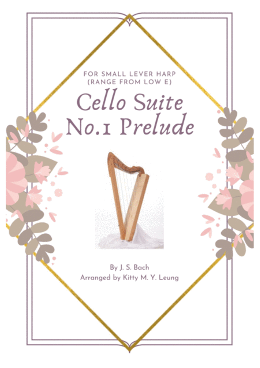 Cello Suite No.1 Prelude by J.S.Bach for Small Lever Harp Cello scores gallery preview page 1
