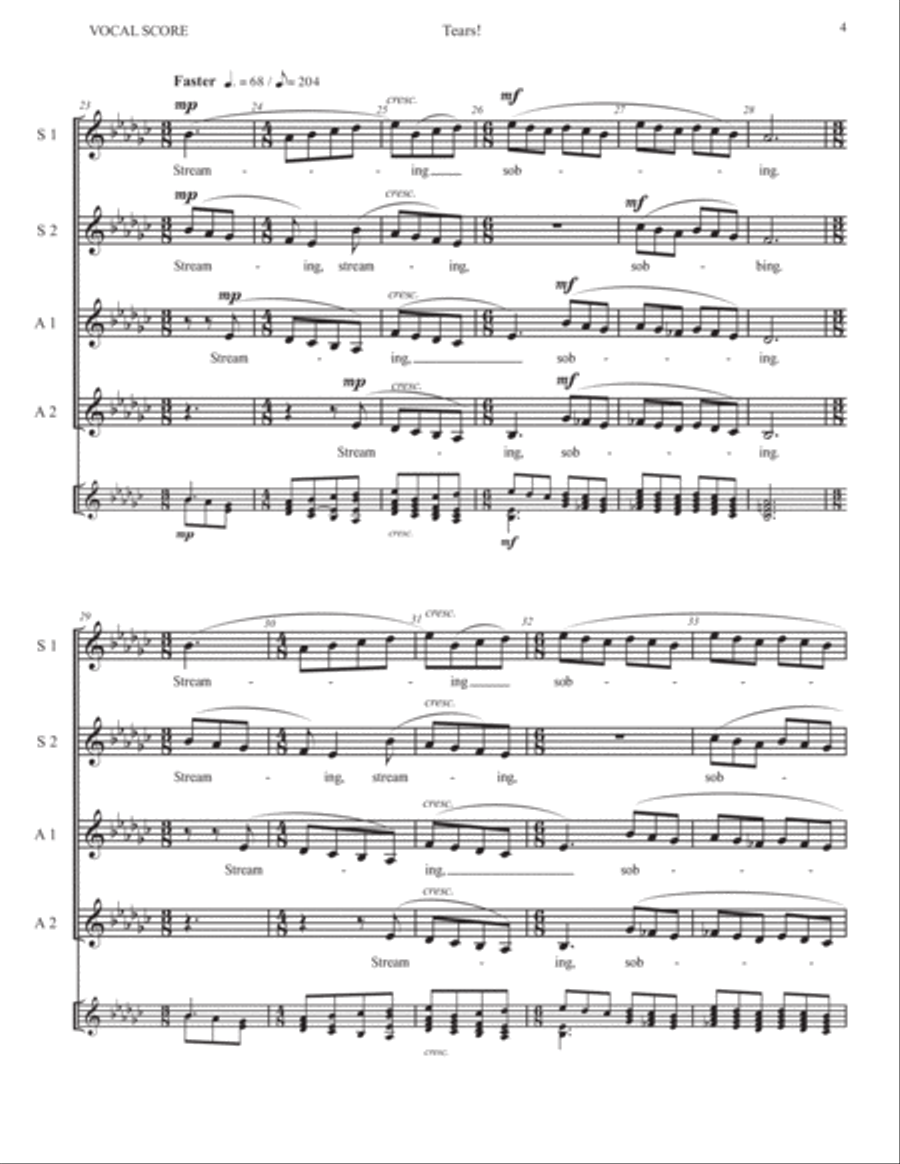 Tears! - for A cappella Women's Chorus (SSAA) - Winner of 2017 Best Secular Choral Composition SSAA scores gallery preview page 5