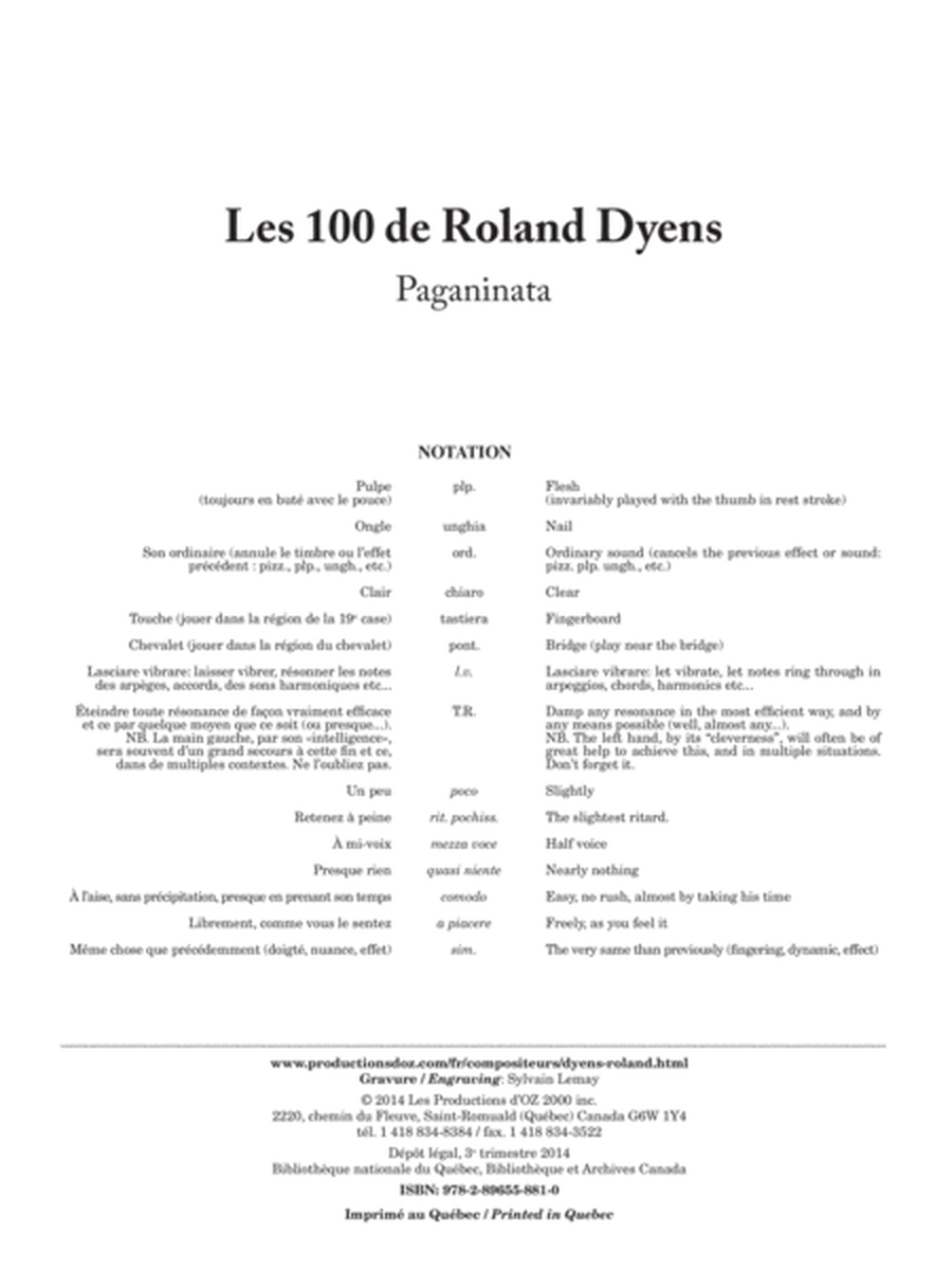 Les 100 de Roland Dyens - Paganinata