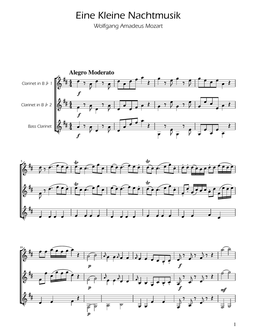 Mozart: Eine Kleine Nachtmusik (K.525) - Clarinet Trio
