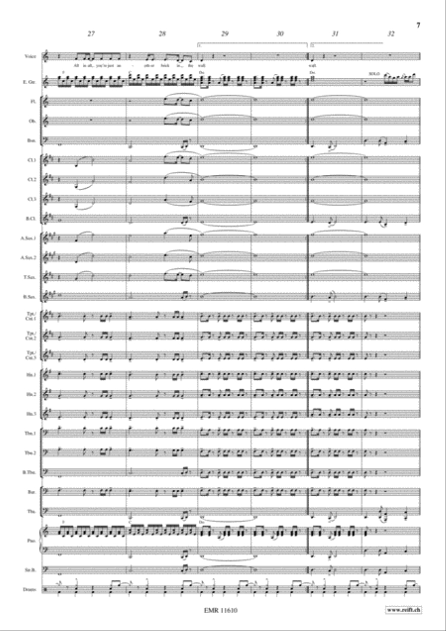 Another Brick In The Wall Concert Band scores gallery preview page 8