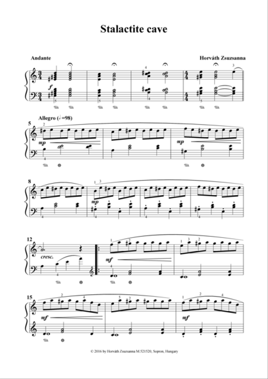 Stalactite cave Piano Method scores gallery preview page 1