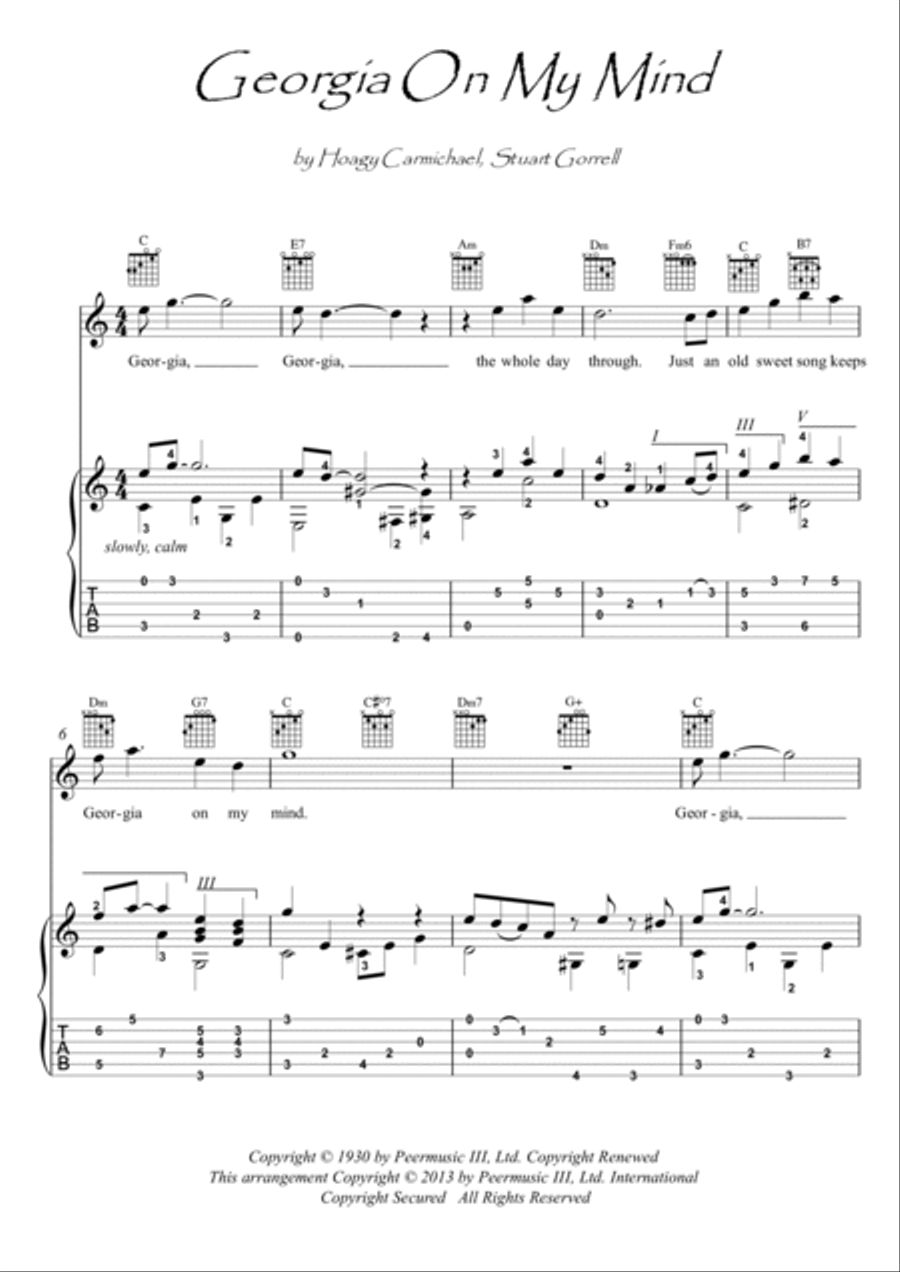Georgia On My Mind Electric Guitar scores gallery preview page 1
