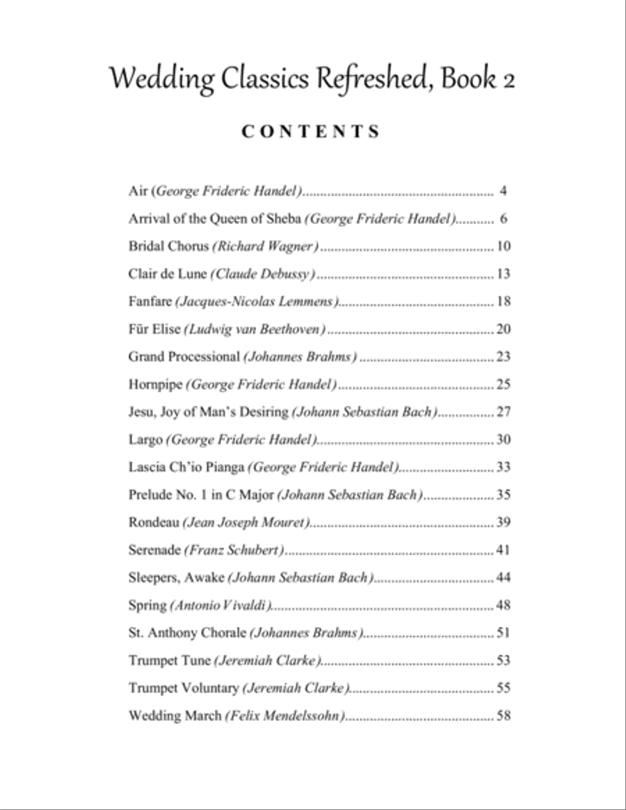 Wedding Classics Refreshed, Book 2: Processionals and Recessionals (a Collection of 20 Piano Solos) Piano Solo scores gallery preview page 4