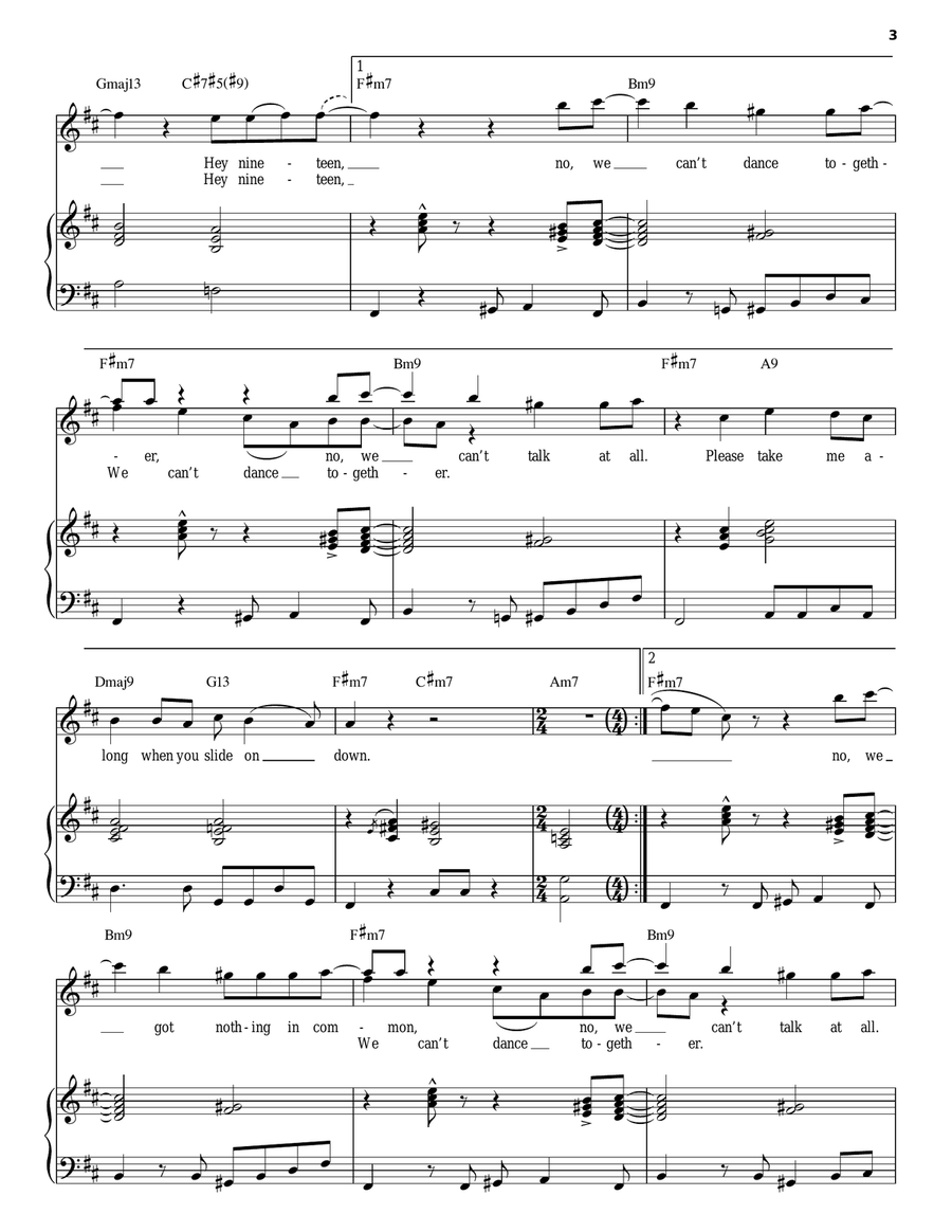 Hey Nineteen Piano, Vocal scores gallery preview page 3