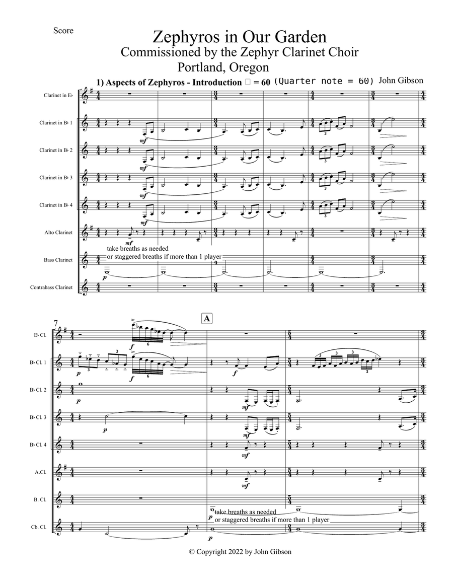 Zephyros in Our Garden for Clarinet Choir Clarinet Choir scores gallery preview page 2