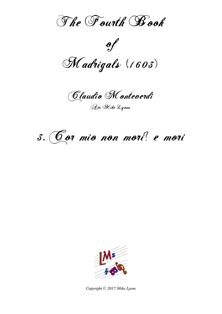 Monteverdi - The Fourth Book of Madrigals - 03. Cor mio non mori? E mori Brass Ensemble scores gallery preview page 1