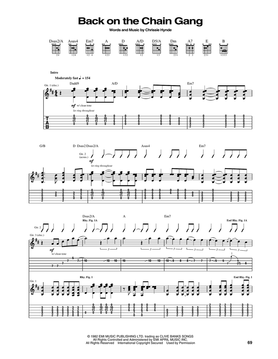 Back On The Chain Gang Acoustic Guitar scores gallery preview page 1