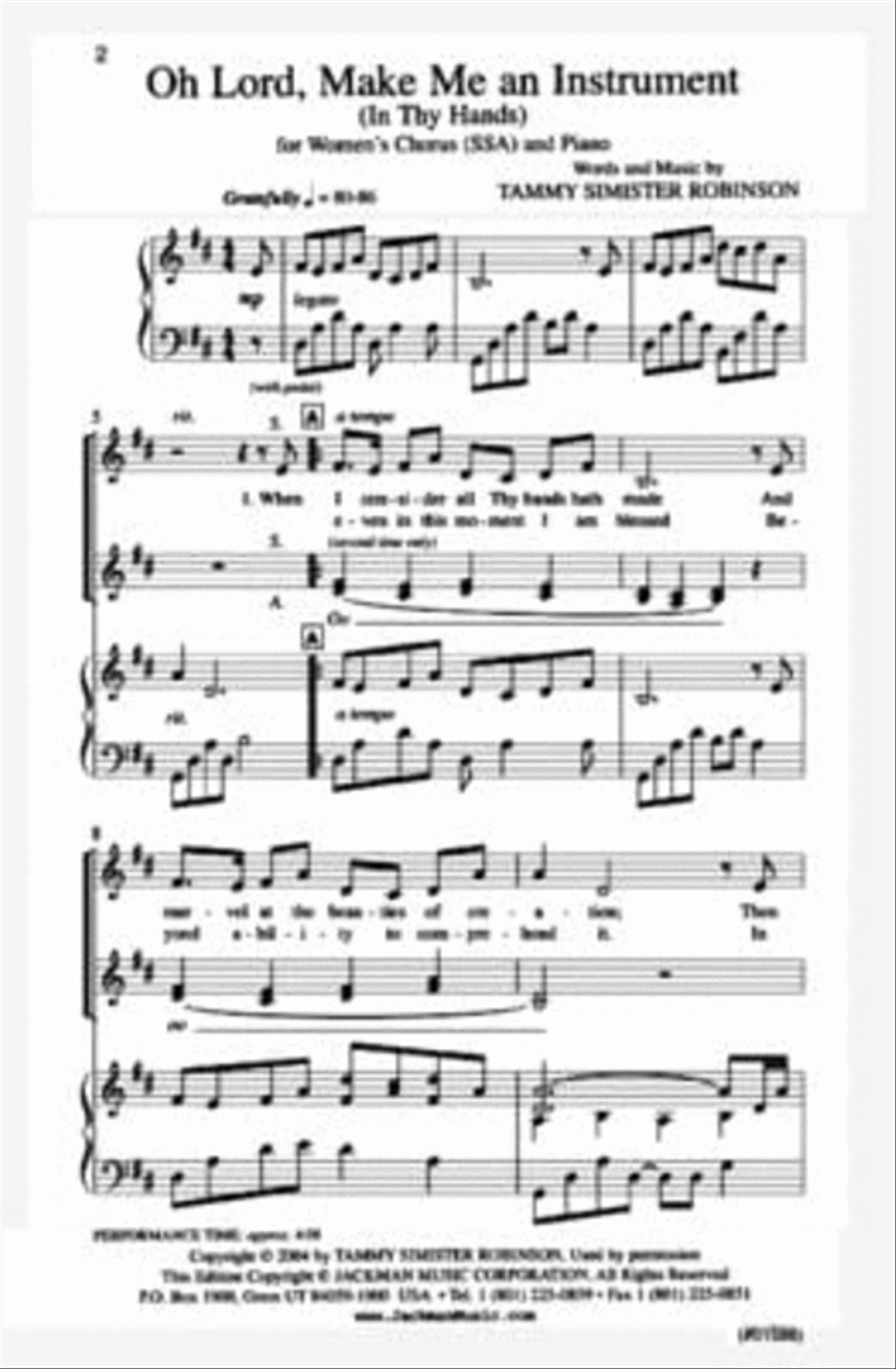 Oh Lord, Make Me An Instrument (In Thy Hands) - SSA SSA scores gallery preview page 2