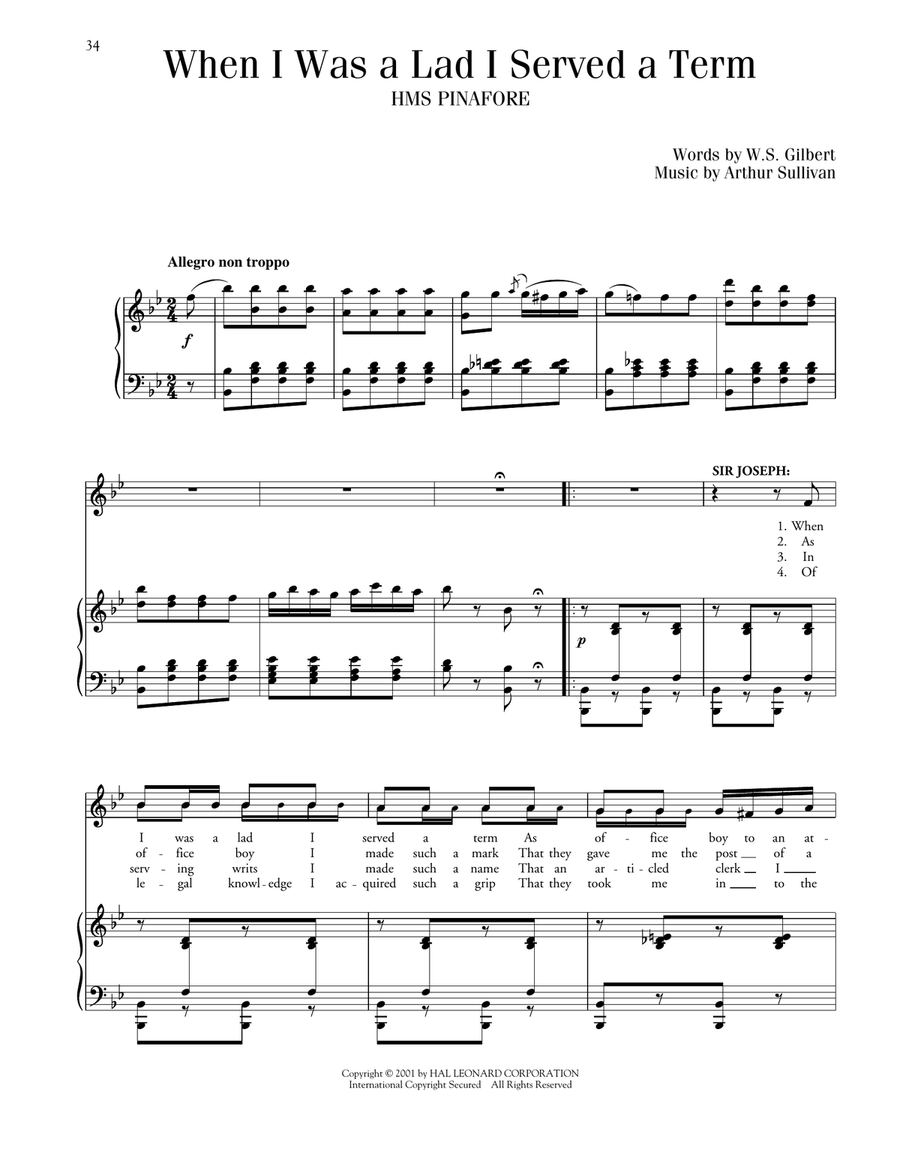 When I Was A Lad (from H.M.S. Pinafore) Voice scores gallery preview page 1