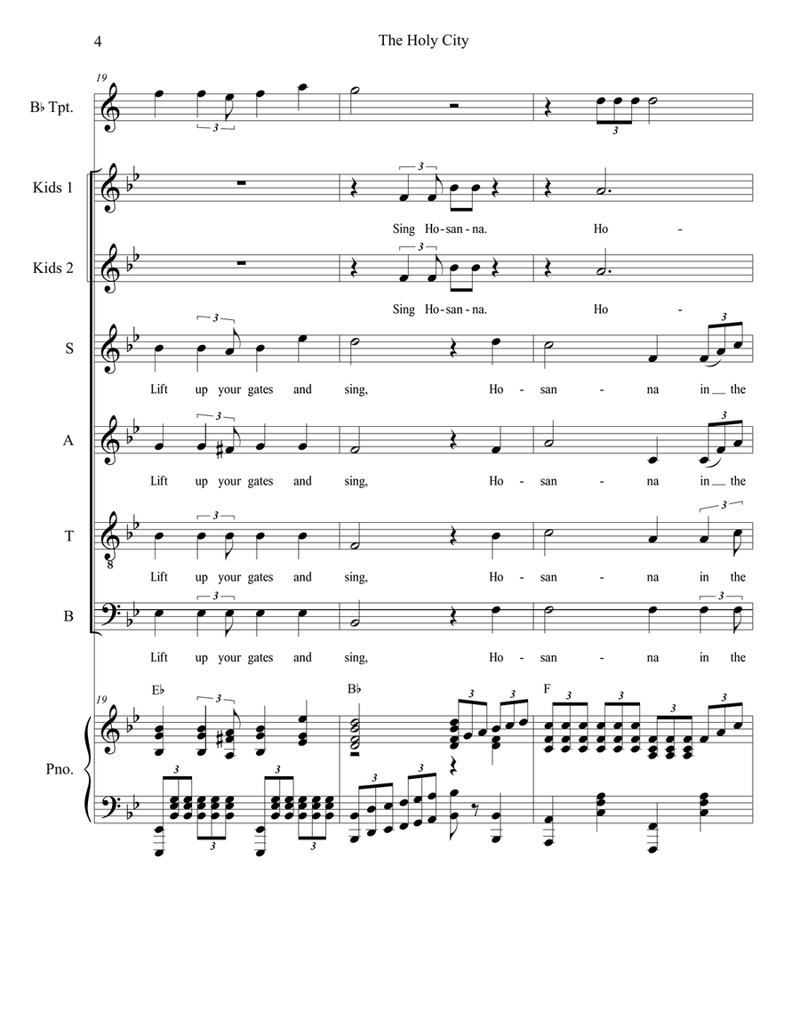 The Holy City (Solo and SATB) 4-Part scores gallery preview page 4