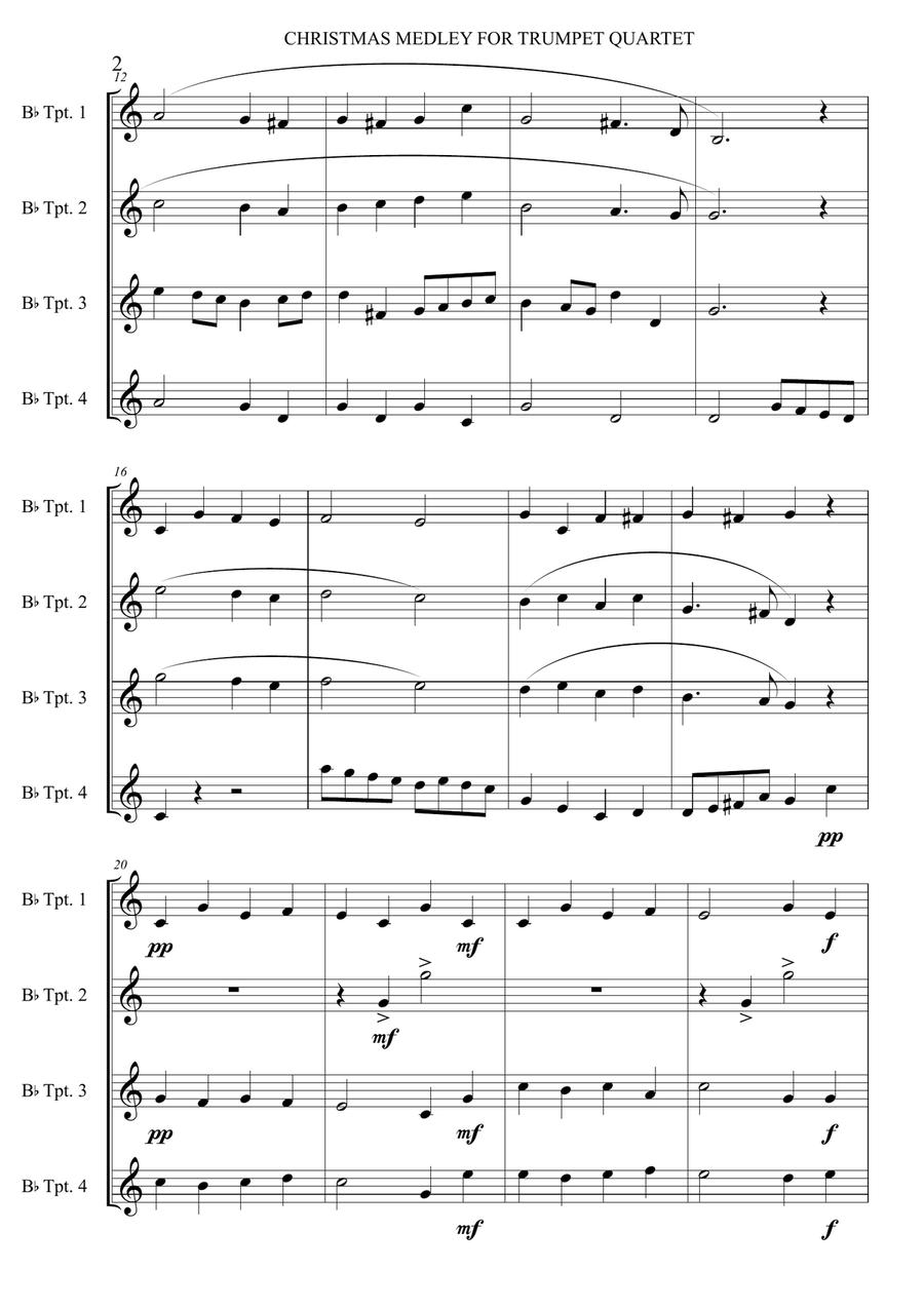 A Christmas medley for Trumpet quartet Brass Quartet scores gallery preview page 3