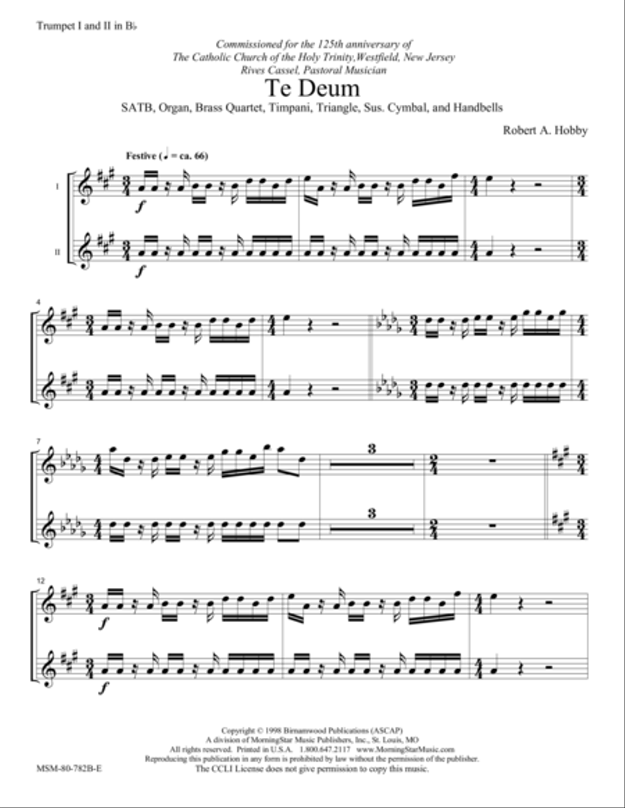 Te Deum (Downloadable Instrumental Parts)