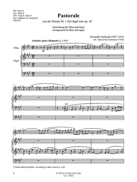 Pastorale A-Dur (für Flöte und Orgel) (aus der Orgelsonate Nr. 1 op. 42)