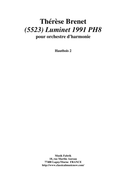 Thérèse Brenet: (5523) Luminet 1991 PH8 for concert band, Oboe 2