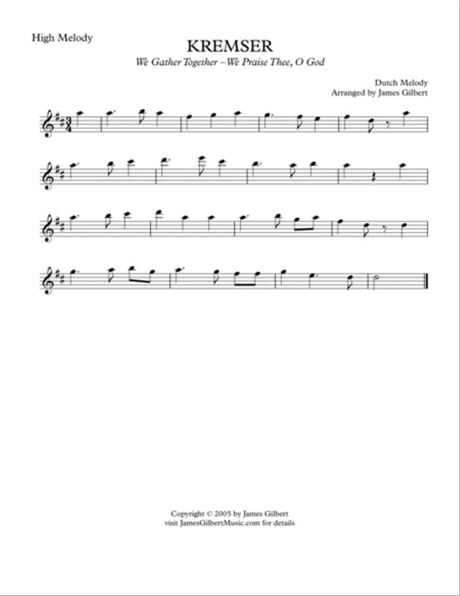 KREMSER (We Gather Together) Small Ensemble scores gallery preview page 4