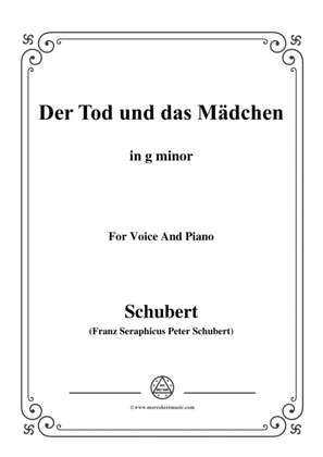 Book cover for Schubert-Der Tod und das Mädchen,Op.7 No.3,in g minor,for Voice&Piano
