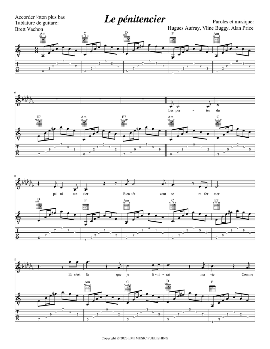 Le Penitencier Le Penitencier Guitar Tablature scores gallery preview page 1